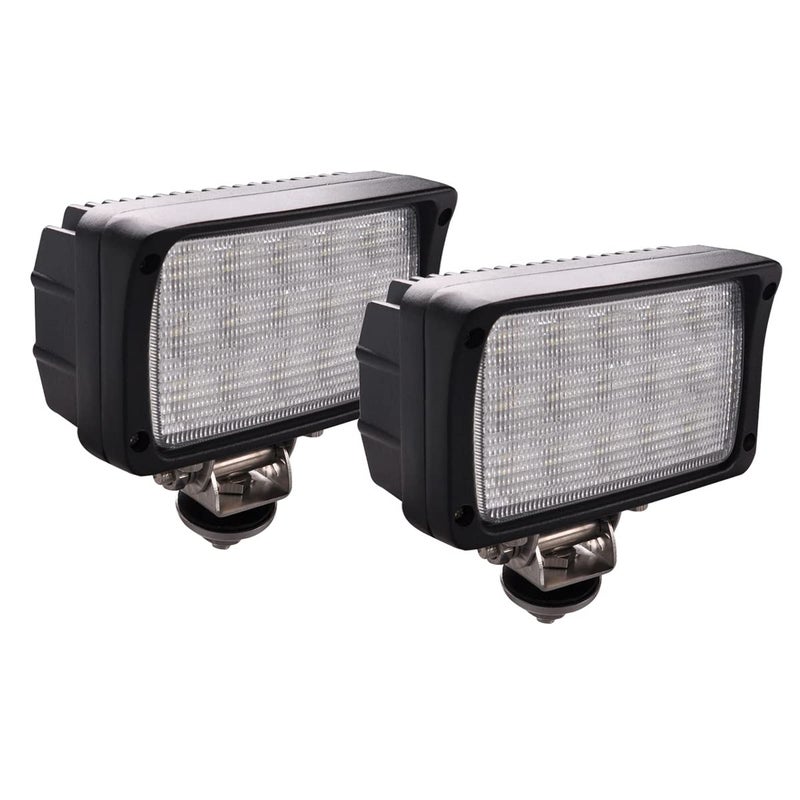 Lightronic 4x6 inch Rectangular Off-Road LED Work Light, 6000K Cool-White, Wide Flood Beam for Trucks & Tractors, Plug & Use DT Connector, IP68 Waterproof/Dustproof, 12V/24V DC, 2-Pack - Image 1